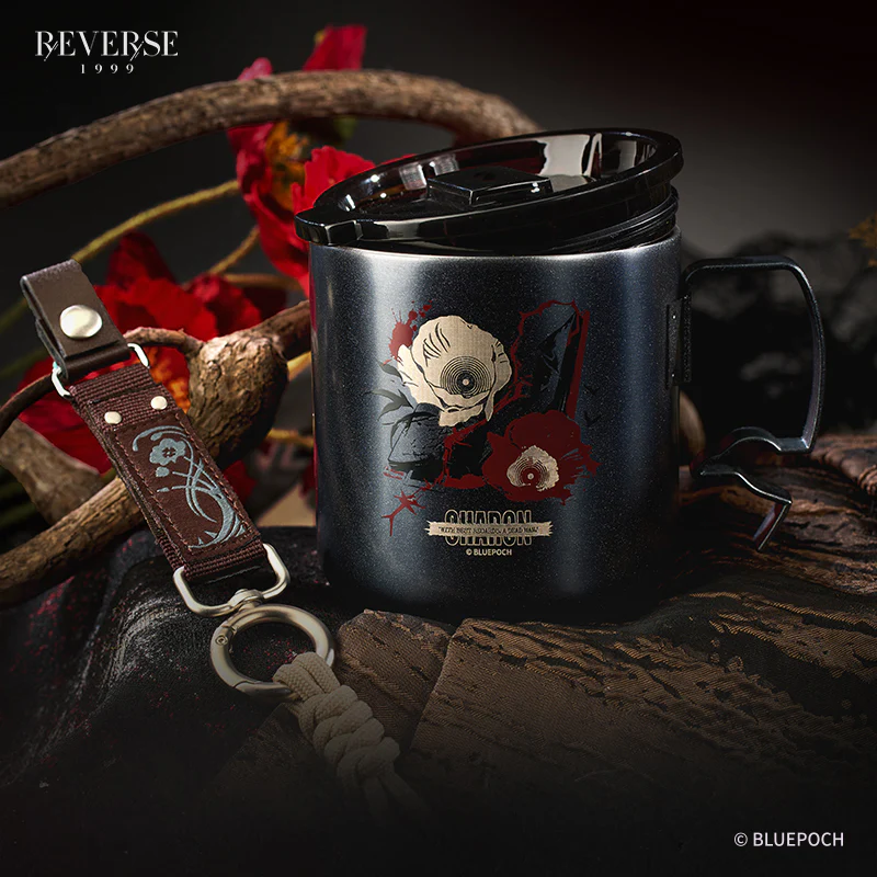 Reverse: 1999 "Drink Up Your Hesitation" Character Stainless Steel Mug & Nylon Lanyard Set - Image 3