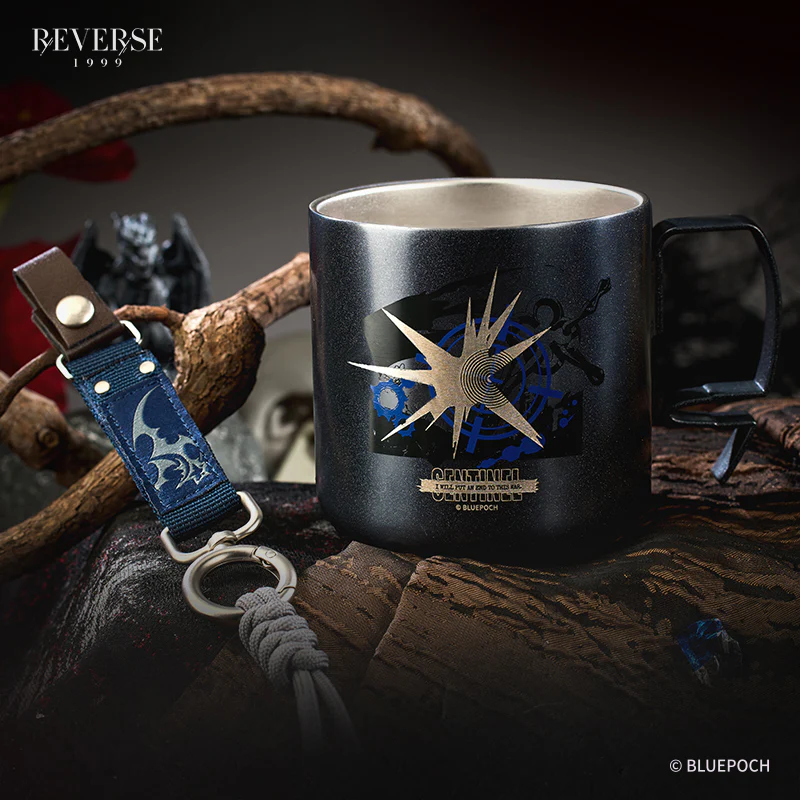 Reverse: 1999 "Drink Up Your Hesitation" Character Stainless Steel Mug & Nylon Lanyard Set - Image 4