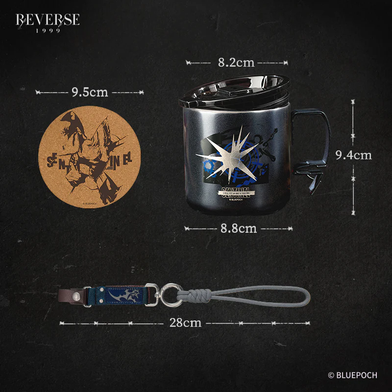Reverse: 1999 "Drink Up Your Hesitation" Character Stainless Steel Mug & Nylon Lanyard Set - Image 5