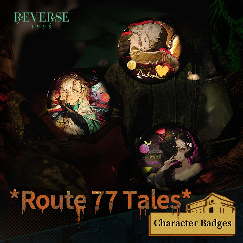 Reverse: 1999 "Route 77 Tales" Character Badges Argus/Tuesday/Barbara Isolde/Ezra/Blonney - Image 8