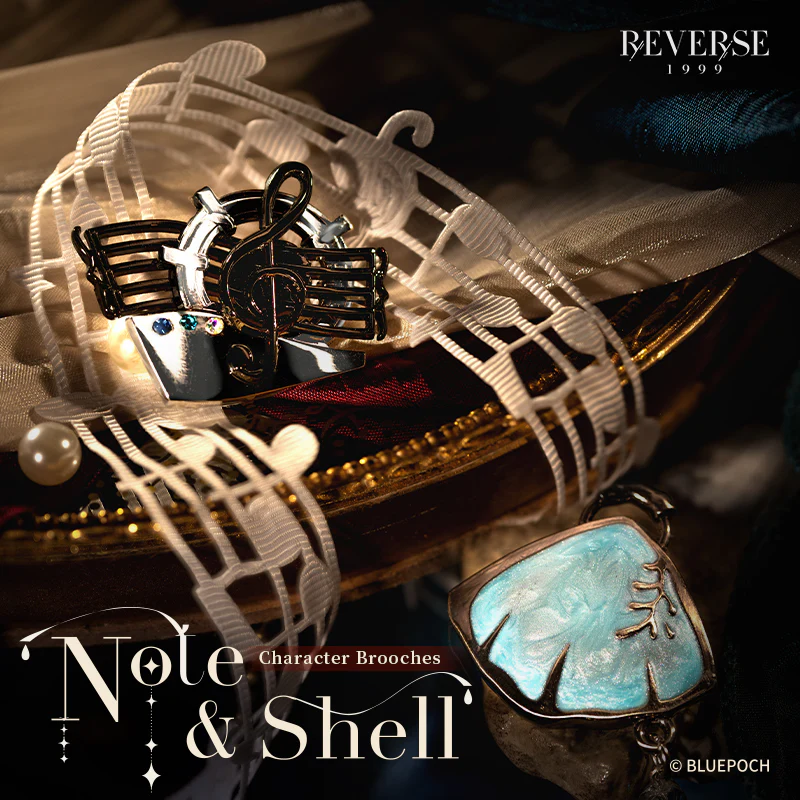 Reverse: 1999 "Note & Shell" Character Brooches